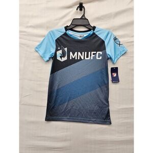 MLS Boys Minnesota United FC Soccer Jersey Blue Polyester Athletic Size Medium